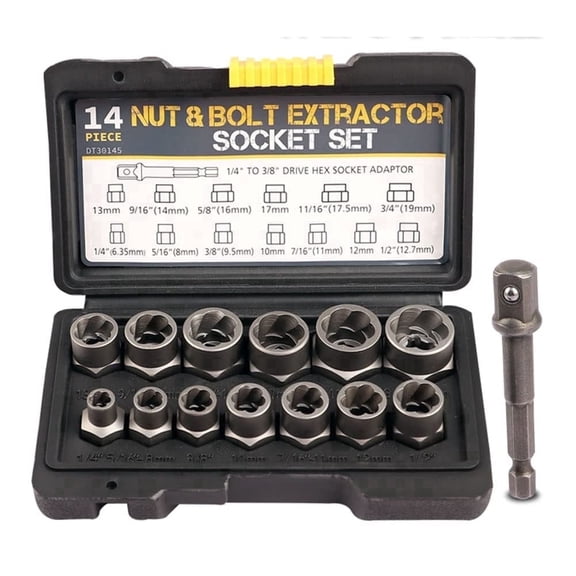 FEHNAG  bolt extractor 3/8 Inch Drive, 1/4 Inch to 3/4 Inch Impact Bolt Nut Extractor Twist Socket Tool Socket Wrench & Set, screw extractor set13 Piece