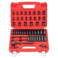 thumbnail image 1 of 3/8 Inch Drive 50 Piece Impact Socket Set SAE 5/16 to 3/4 Inch and Metric 8 to 22mm with 6 Point Deep and Shallow Sockets 3 Inch and 6 Inch Extension Bars Chrome Vanadium Steel Carrying Case, 1 of 6