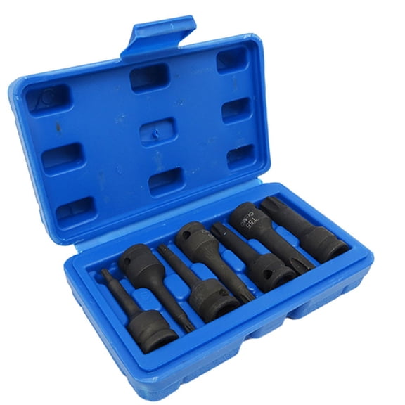 3/8 Inch Drive 7pcs for Torx Socket Set for T20 T40 T50 T55 T60 Featuring Star Hex Socket Wrench Design and Carry Case for Automotive and Industrial Use
