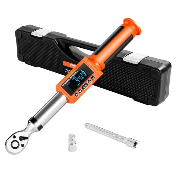 3/8 Inch Drive Digital Torque Wrench 0-99.57 lbf-ft / 0-135 N.m, 72-Tooth Gear, LED Screen & Audible Alert - Professional Tool Kit