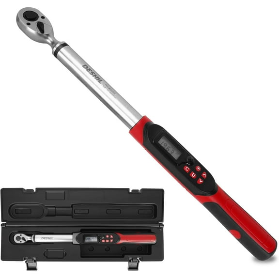 3/8 Inch Drive Digital Torque Wrench 6.8-135N.M (5.02-99.57FT. LB), Electric Torque Wrench With Buzzer& LED Indicator& Preset Value& Data Storage, For Bike/Motorcycle/Auto Repair, Accuracy 2%
