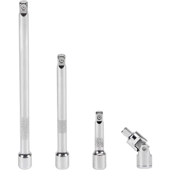3/8 Inch Drive Extension Bar Set, Socket Extension Set Include 3, 6, and 10 Inch Extensions and 3/8 Inch Drive Universal Joint Sockets, 4 Piece Set