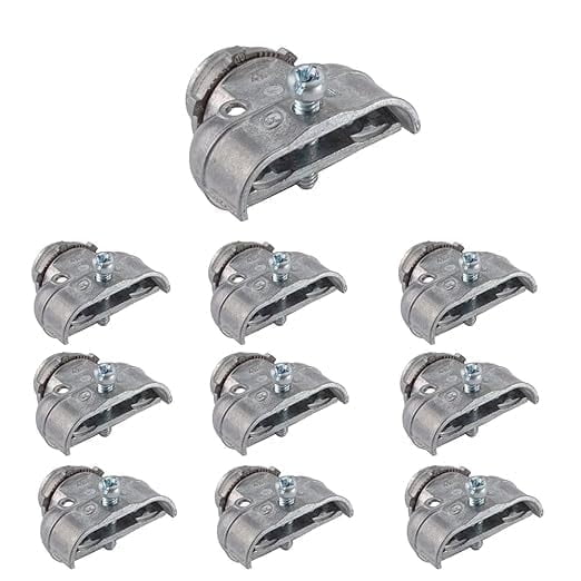 3/8 Inch Flexible Metal Conduit Duplex Connector FMC 3/8 in. 90 Degree Flex Duplex Box Connector for Flexible Metallic Conduit, AC, MC, or NM Sheathed Cable (Pack of 10)