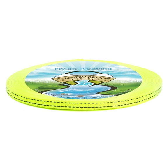 Country Brook Design® 3/8 Inch Hot Yellow Reflective Nylon Webbing, 20 Yards
