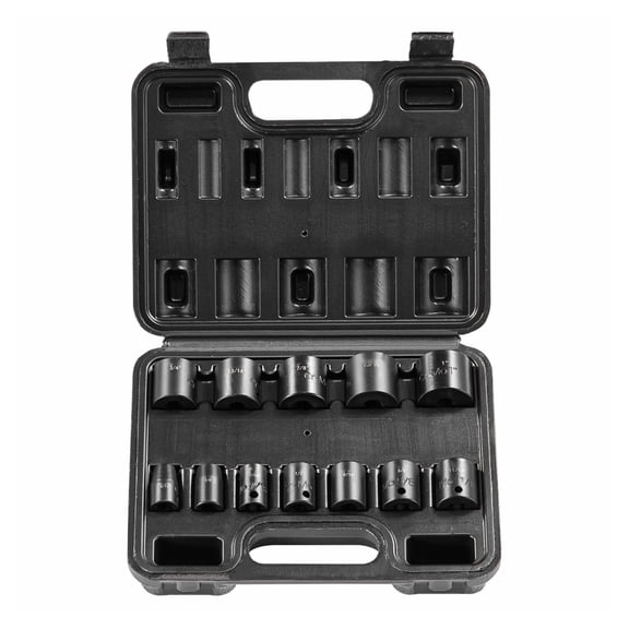 3/8 Inch Impact Socket Set 12pc - lqyy 6-Point Drive Bit Ratchet Tool Kit - Automotive Repair - Cr-Mo Steel - Laser Etched