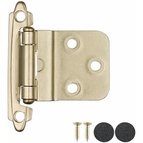 3/8 Inch Inset Cabinet Door Hinges Gold, 50 Pack 25 Pairs Flush Face Mount Cupboard Self-Closing Kitchen Cabinet Hardware Hinges, CH201-BG-P50