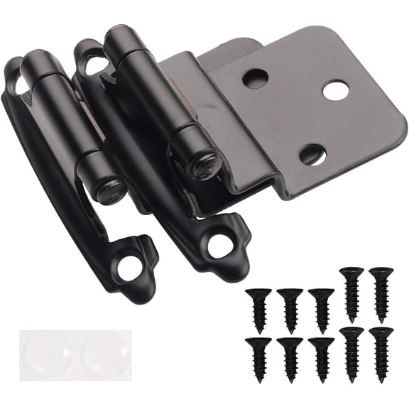 3/8 Inch Inset Cabinet Hinges, Matte Black, 60 Pack, Self Closing For Kitchen Cabinets