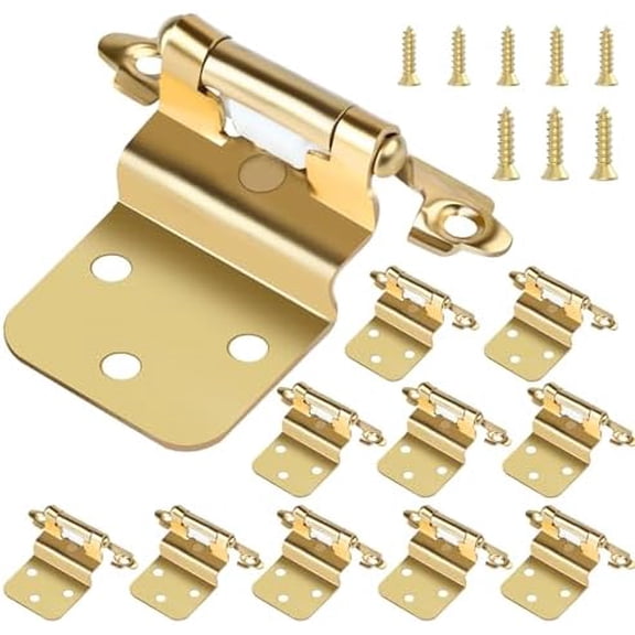 3/8 Inch Inset Gold Cabinet Hinges, 25 Pair (Pack of 50) Cabinet Hinge, Self Closing Cabinet Hinges for Furniture Cabinet Doors, Complete with Screws$$Tools & Hardware Other