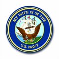thumbnail image 1 of 3.8 Inch MY WIFE IS IN THE NAVY VINYL TRANSFER DECAL, 1 of 1