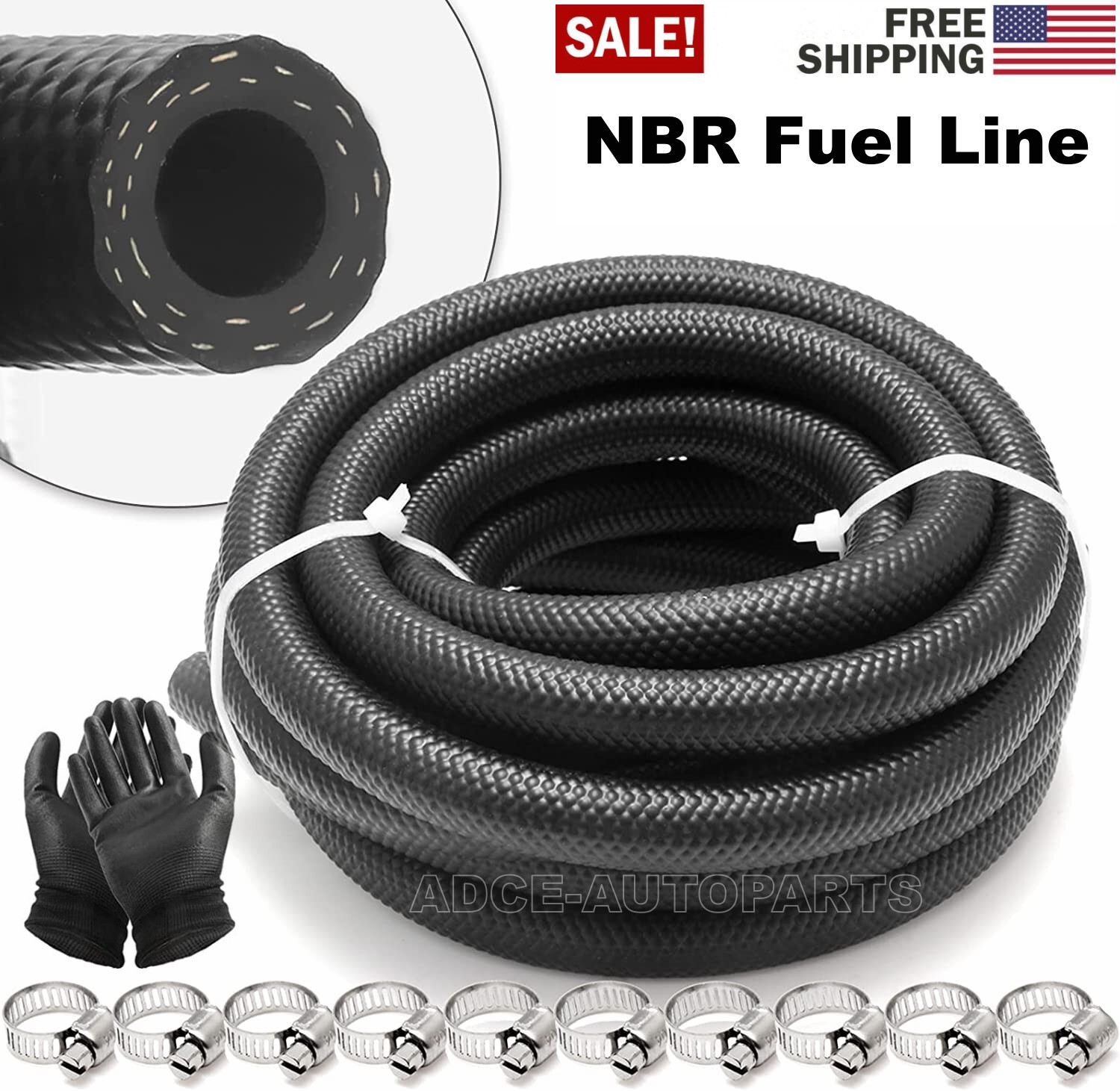 EYNDA Push-On Fuel Line Hose – NBR Rubber, Multiple Sizes (5/32 To 5/8) For Automotive & Small Engine