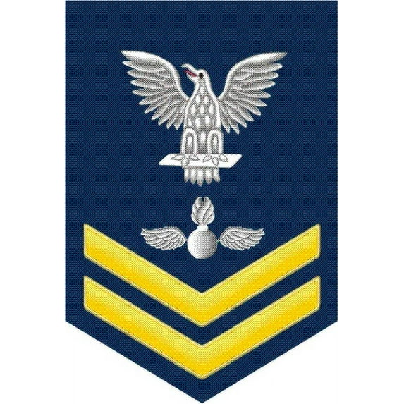 3.8 Inch Navy Gold E-5 Aviation Ordnanceman AO Decal Sticker