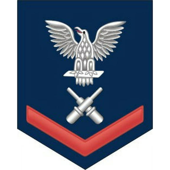 3.8 Inch Navy Red E-4 Gunner's Mate GM Decal Sticker