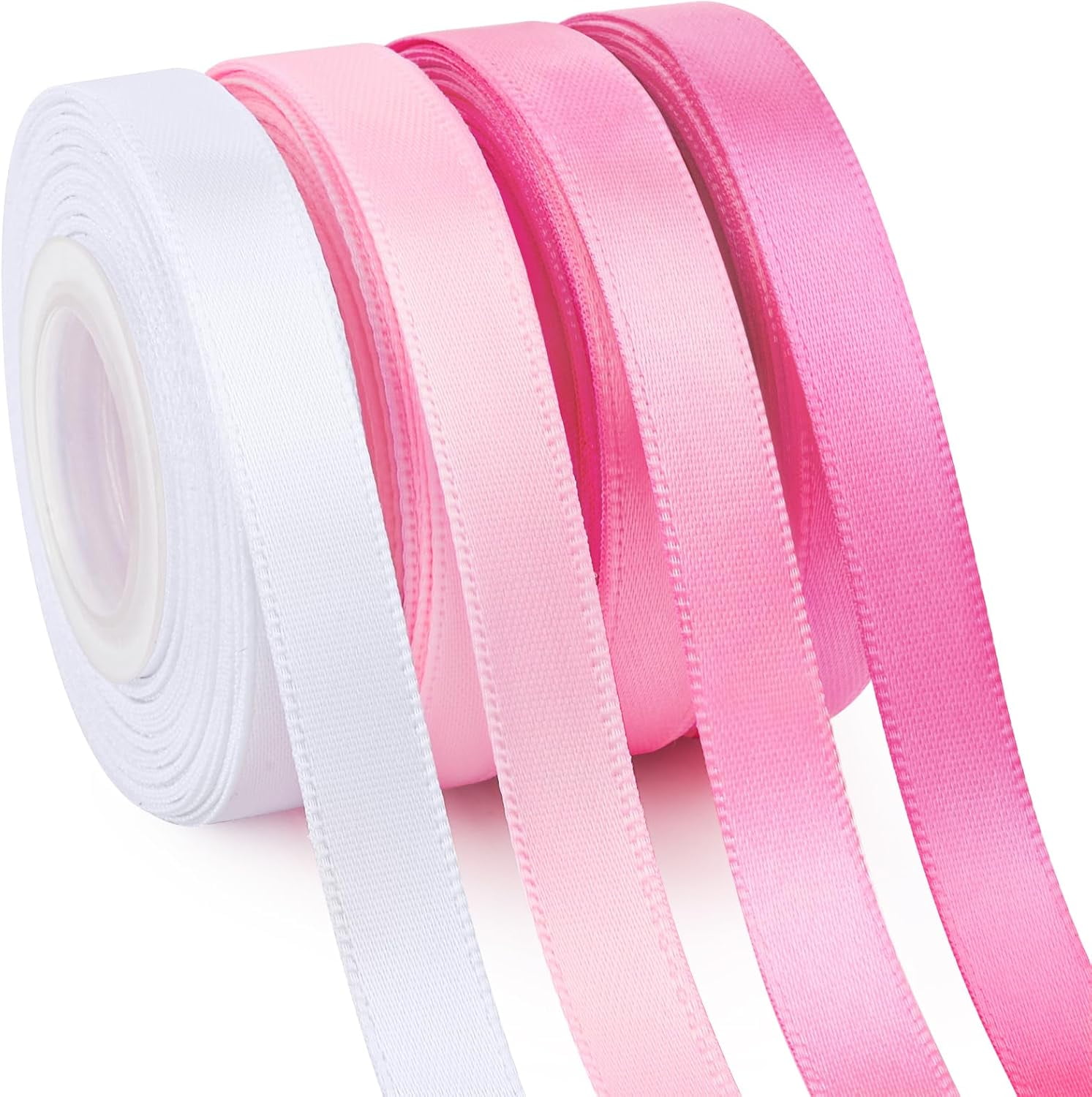 3/8 Inch Pink Satin Ribbon, 4 Rolls Total 40 Yards, Double Faced Mixed ...