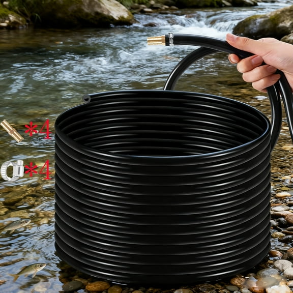 3/8 Inch Self Sinking Hose, 100 ft Pond Aerator Hose, Pond Pump Hose with Resistance Free Inner Hole Technology for Commercial Ponds, Farm Water Tanks