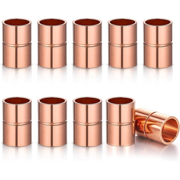 3/8 Inch Straight Copper Fittings 10 Pcs Copper Pipe Welding Joint Pipe Coupling Fittings for HVAC Air Conditioning