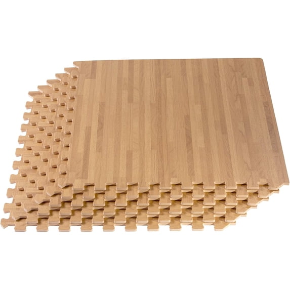3/8 Inch Thick Printed Foam Tiles, Premium Wood Grain Interlocking Foam Floor Mats, Anti-Fatigue Flooring