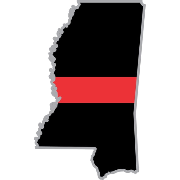 3.8 Inch Thin Red Line Mississippi Firefighter Decal