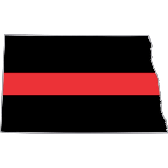 3.8 Inch Thin Red Line North Dakota Firefighter Decal