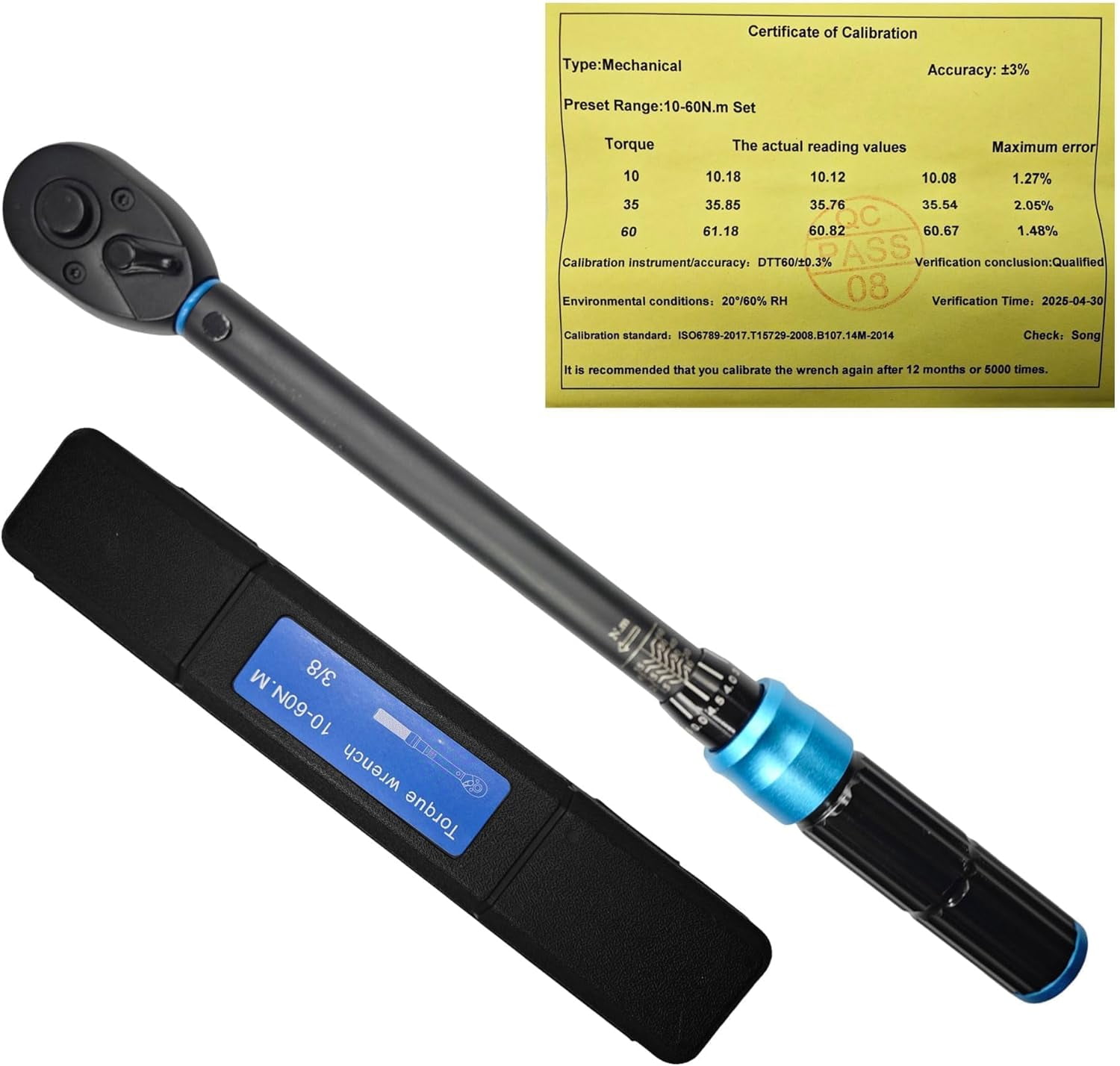 3/8 Inch Torque Wrench, 10-60N·m/7.37-44.27ft·lb, Dual-Direction Adjustable 72 Tooth, Torque Wrenches for Precision Work