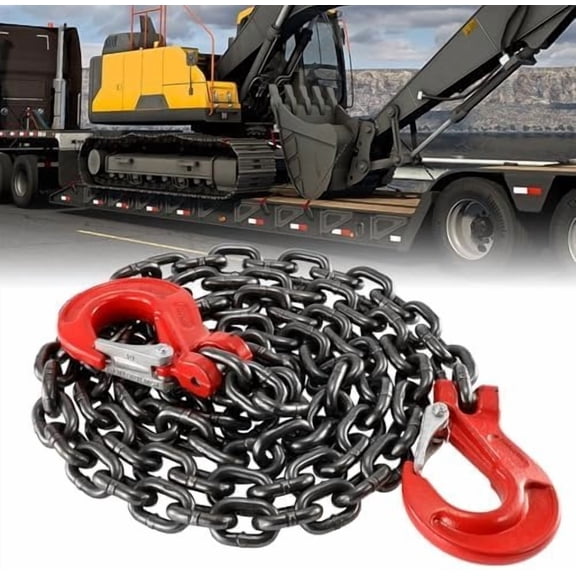 3/8 Inch Tow Chains with Slip Hooks, 6900lbs Working Load, Heavy Duty Trailer Safety Chain, Grade 80 Log Chain, Towing Accessories for , Binder Chain