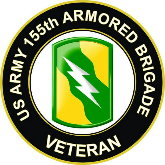 3.8 Inch U.S. Army 155th Armored Brigade Veteran Sticker Decal