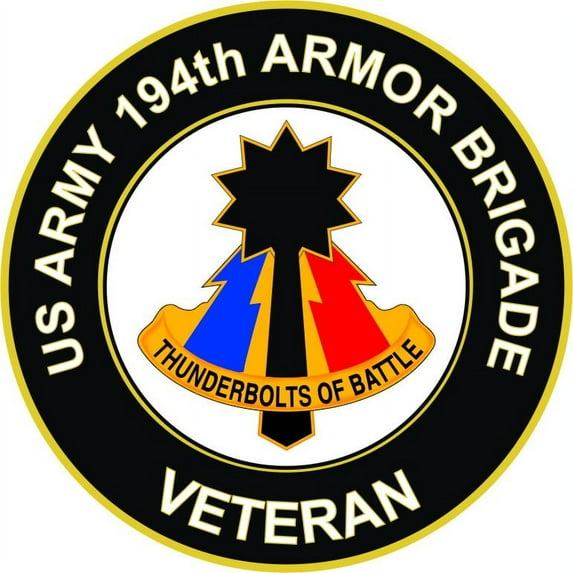 3.8 Inch U.S. Army 194th Armored Brigade Unit Crest Veteran Sticker Decal