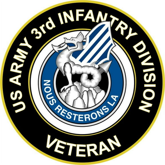 3.8 Inch U.S. Army 3rd Infantry Division Unit Crest Veteran Sticker Decal