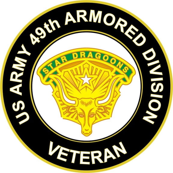 3.8 Inch U.S. Army 49th Armored Division Unit Crest Veteran Sticker Decal