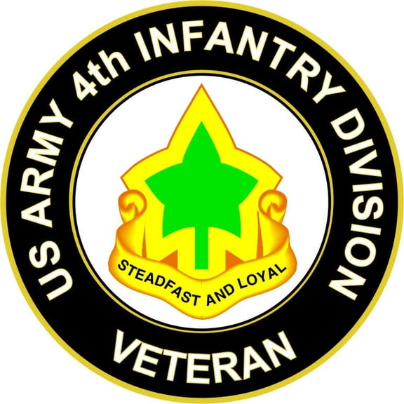 3.8 Inch U.S. Army 4th Infantry Division Unit Crest Veteran Sticker Decal