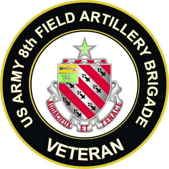 3.8 Inch U.S. Army 8th Field Artillery Brigade Unit Crest Veteran Sticker Decal