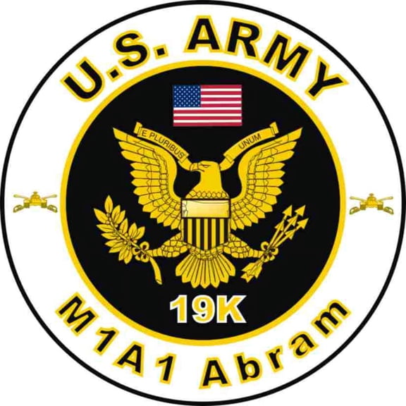 3.8 Inch U.S. Army MOS 19K Decal: M1A1 Abram