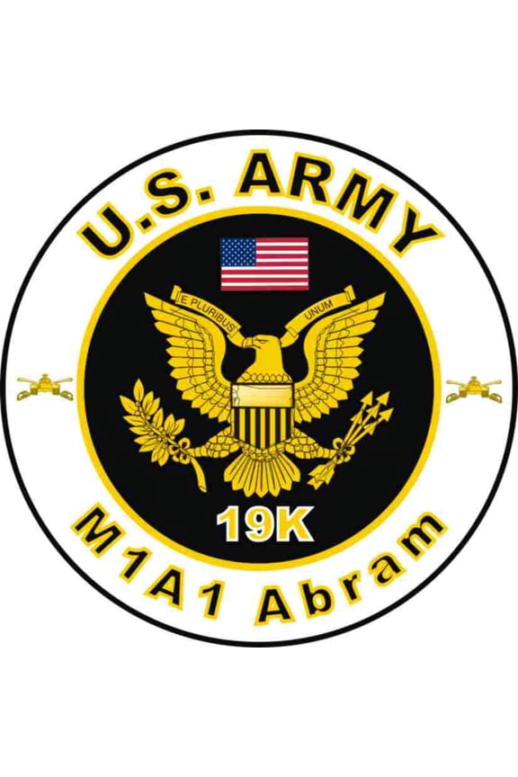 3.8 Inch U.S. Army MOS 19K Decal: M1A1 Abram