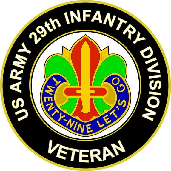 3.8 Inch U.S. Army Veteran 29th Infantry Division Sticker Unit Crest Sticker