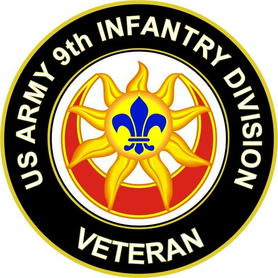 3.8 Inch U.S. Army Veteran 9th Infantry Division Unit Crest Sticker Decal