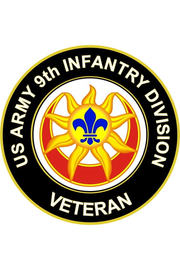 3.8 Inch U.S. Army Veteran 9th Infantry Division Unit Crest Sticker Decal