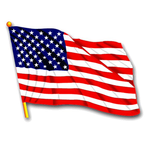 3.8 Inch UNITED STATES WAVING FLAG VINYL TRANSFER DECAL