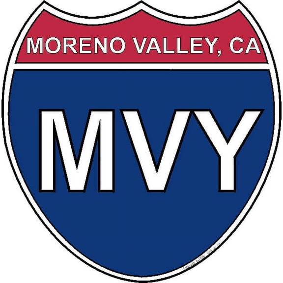 3.8 Inch US Interstate Sticker Moreno Valley California