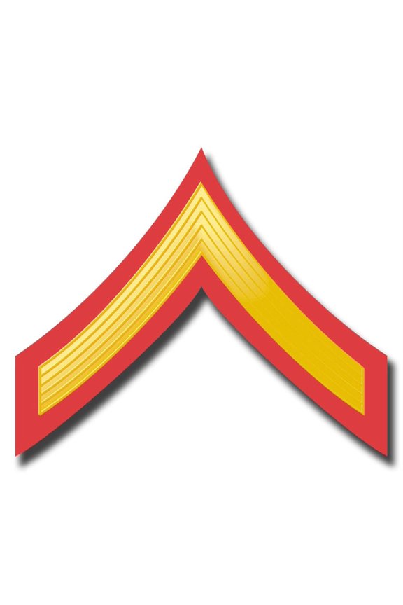 3.8 Inch USMC E-2 PRIVATE FIRST CLASS RED / GOLD CHEVRON DECAL