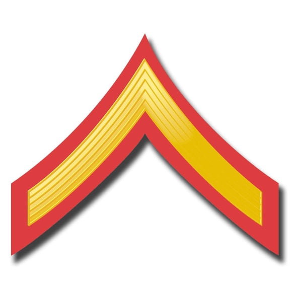 3.8 Inch USMC E-2 PRIVATE FIRST CLASS RED / GOLD CHEVRON DECAL