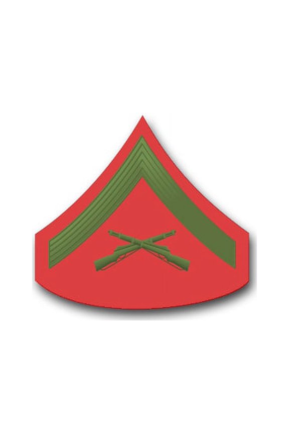 3.8 Inch USMC E-3 LANCE CORPORAL GREEN / RED CHEVRON VINYL TRANSFER DECAL