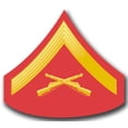 thumbnail image 1 of 3.8 Inch USMC E-3 LANCE CORPORAL RED / GOLD CHEVRON DECAL, 1 of 1