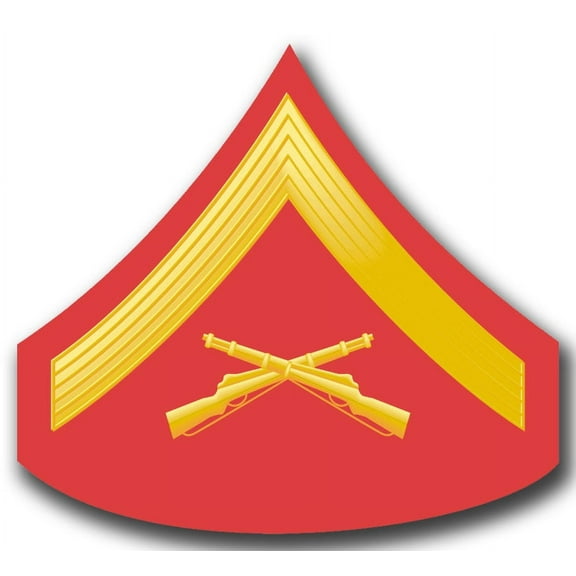 3.8 Inch USMC E-3 LANCE CORPORAL RED / GOLD CHEVRON DECAL