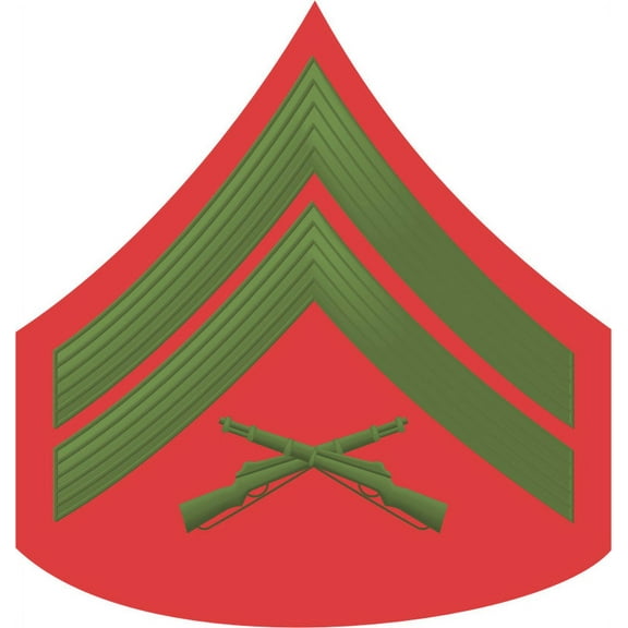 3.8 Inch USMC E-4 CORPORAL GREEN / RED CHEVRON DECAL