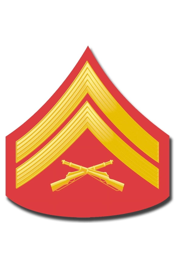 3.8 Inch USMC E-4 CORPORAL RED / GOLD CHEVRON DECAL