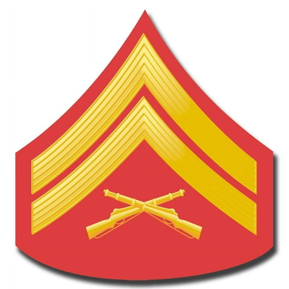 3.8 Inch USMC E-4 CORPORAL RED / GOLD CHEVRON DECAL