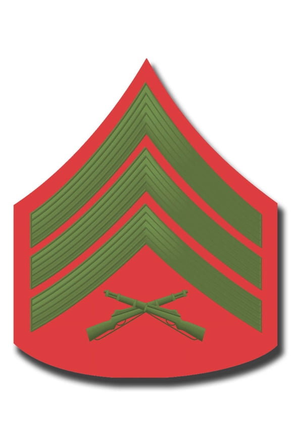 3.8 Inch USMC E-5 SERGEANT GREEN / RED CHEVRON DECAL