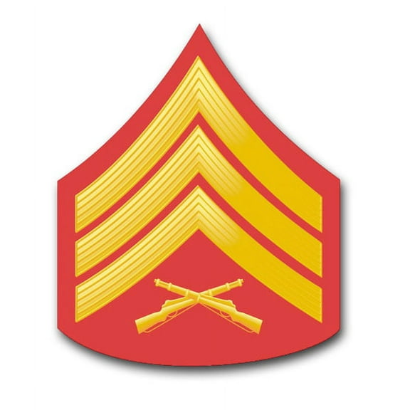 3.8 Inch USMC E-5 Sergeant Red / Gold Chevron Vinyl Transfer Decal