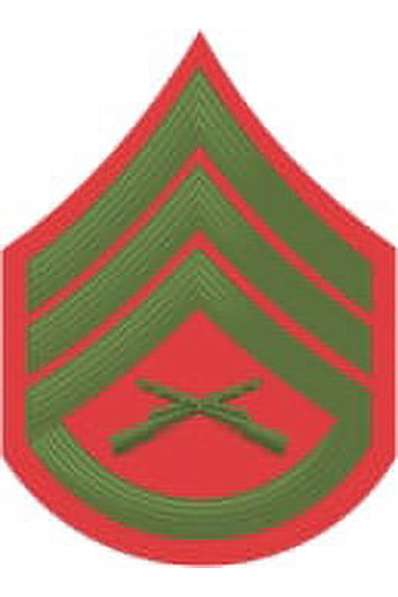3.8 Inch USMC E-6 STAFF SERGEANT GREEN / RED CHEVRON DECAL