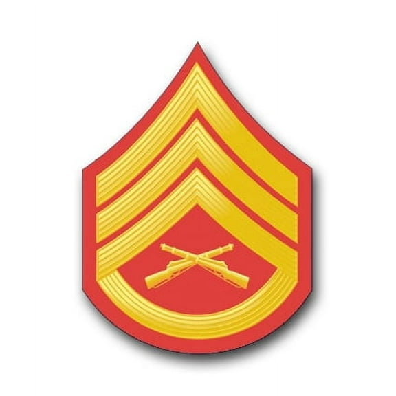 3.8 Inch USMC E-6 STAFF SERGEANT RED / GOLD CHEVRON VINYL TRANSFER DECAL