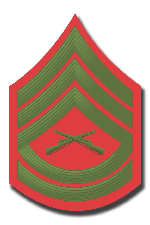 3.8 Inch USMC E-7 GUNNERY SERGEANT GREEN / RED CHEVRON DECAL